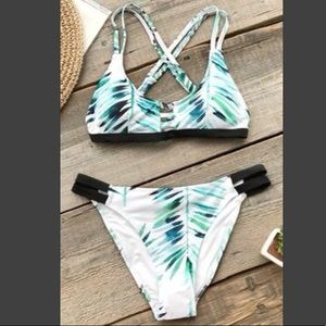Cupshe Bamboo Leaves Bikini Set (S top M Bottoms)